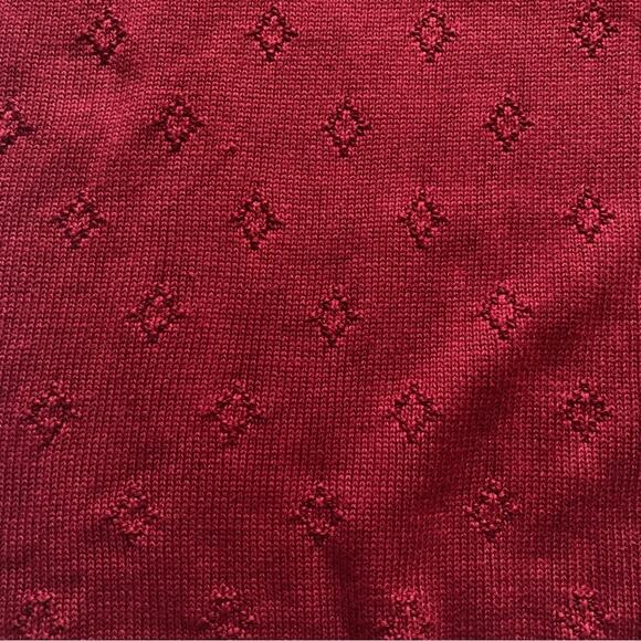 Vintage Express Sweater Tricot Burnt Red Cotton Knit Textured Scoop Neck XS NEW - Picture 8 of 12